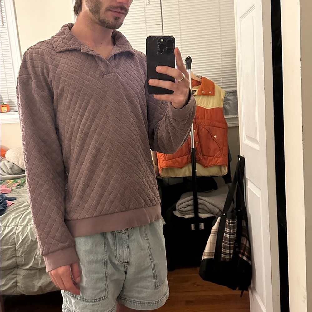 Quilted Purple Pullover Long Sleeve